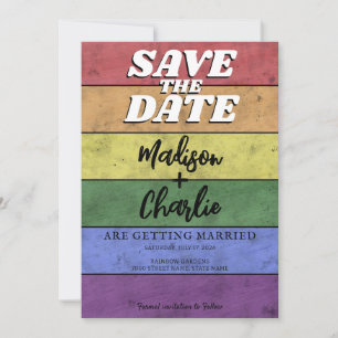 LGBT フラグ プライド ヴィンテージ Save the Date 招待状