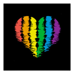 LGBT+プライドハート虹。カードアクリルプリント ポスター