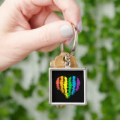LGBT+プライドハート虹。キーホルダー キーホルダー (手)