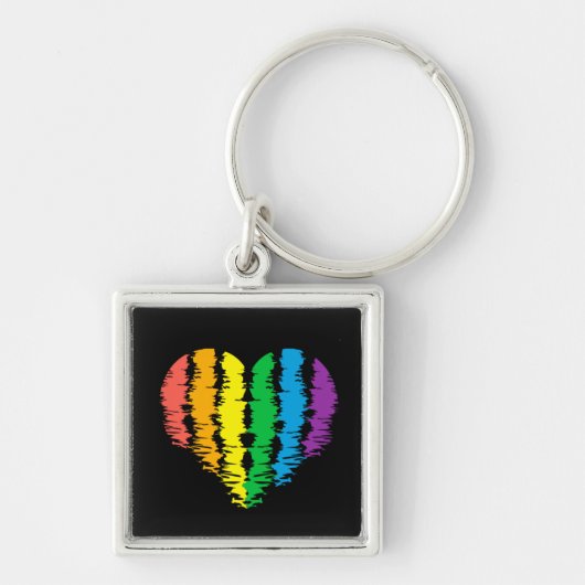 LGBT+プライドハート虹。キーホルダー キーホルダー (正面)