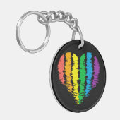 LGBT+プライドハート虹。キーホルダー キーホルダー (正面左)