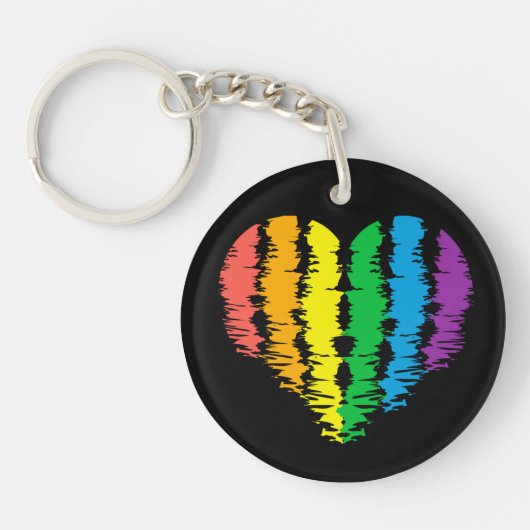 LGBT+プライドハート虹。キーホルダー キーホルダー (正面)