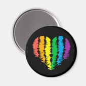 LGBT+プライドハート虹。ボタン マグネット (正面/裏面)