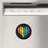 LGBT+プライドハート虹。ボタン マグネット (インサイチュ (食洗機))