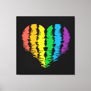LGBT+プライドハート虹。金属プリント キャンバスプリント