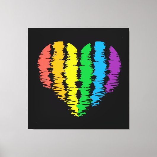 LGBT+プライドハート虹。金属プリント キャンバスプリント (正面)