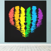 LGBT+プライドハート虹。金属プリント キャンバスプリント (インサイチュ (ウッドフロア))