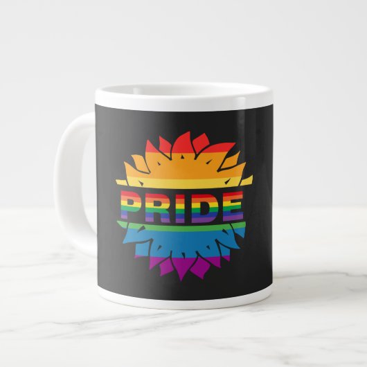 LGBT+プライド愛。レインボーフラワーコーヒーマグ ジャンボコーヒーマグカップ (正面左)