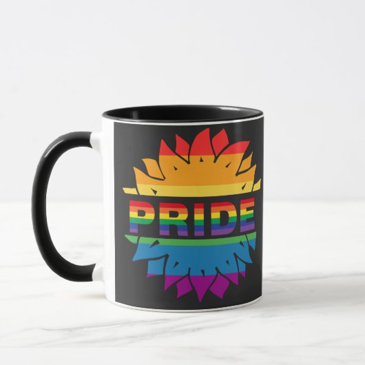 LGBT+プライド愛。レインボーフラワーコーヒーマグ マグカップ (左)