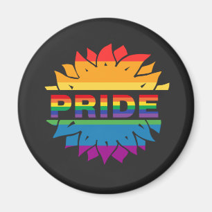 LGBT+プライド愛。レインボーフラワーボタン マグネット
