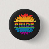 LGBT+プライド愛。レインボーフラワーボタン 缶バッジ (正面)