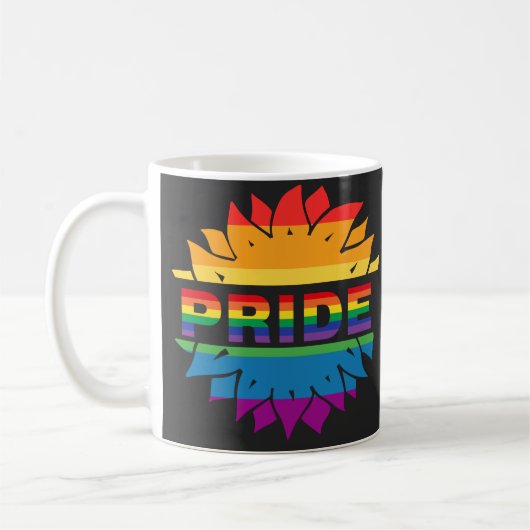 LGBT+プライド愛。レインボーフラワー コーヒーマグカップ (左)