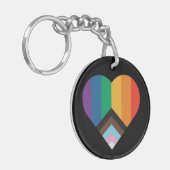 LGBT+プライド愛。レインボー国旗のキーチェーン キーホルダー (正面左)