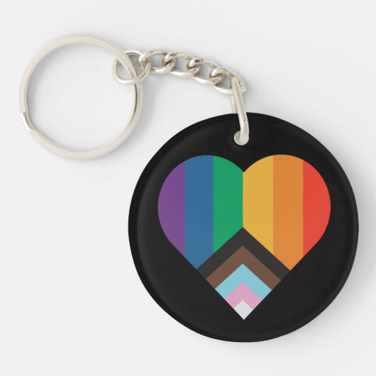 LGBT+プライド愛。レインボー国旗のキーチェーン キーホルダー (正面)