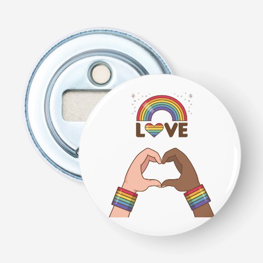 LGBT+プライド虹を愛しなさい。ハート 栓抜き (正面)