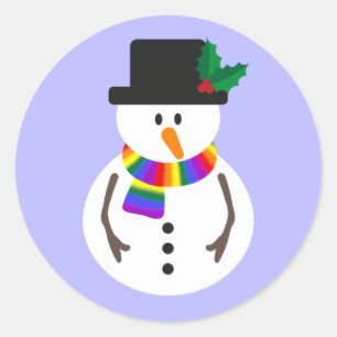 LGBT+プライド雪だるまステッカー ラウンドシール