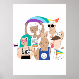 LGBT+プライド。ゲイ愛。レインボー国旗。 ポスター