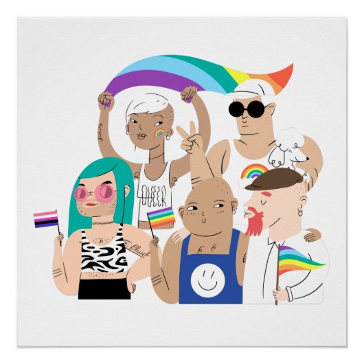 LGBT+プライド。ゲイ愛。レインボー国旗。 ポスター (正面)