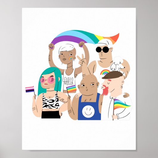 LGBT+プライド。ゲイ愛。レインボー国旗。 ポスター (正面)