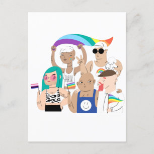LGBT+プライド。ゲイ愛。レインボー国旗。 ポストカード