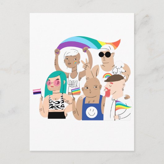 LGBT+プライド。ゲイ愛。レインボー国旗。 ポストカード (正面)