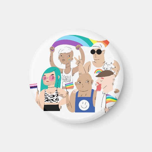 LGBT+プライド。ゲイ愛。レインボー国旗。 マグネット (正面)
