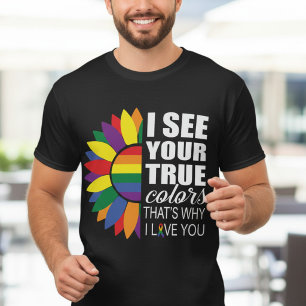 LGBT プライド ゲイ レズビアン モダン レインボー ひまわり Tシャツ