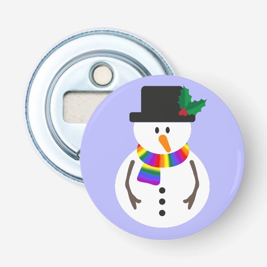 LGBT+ プライド スノーマン ボタン ボトルオープナー (正面)