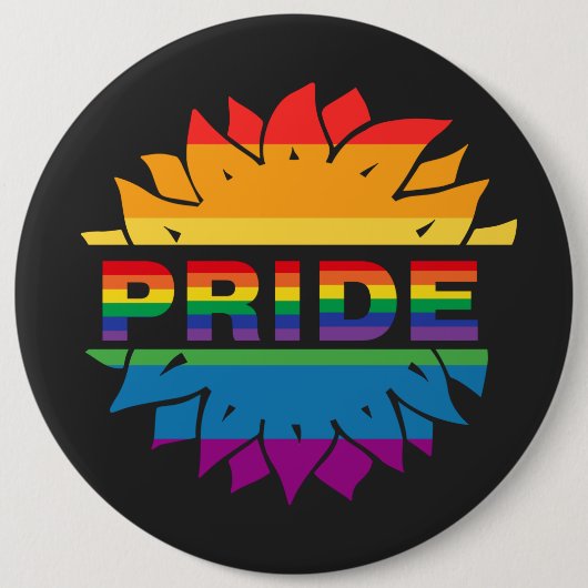 LGBT+プライド ラブ 虹の花 ボタンマグネット 缶バッジ (正面)