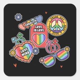 LGBT+プライド。愛は愛、平等、プライド日。 スクエアシール