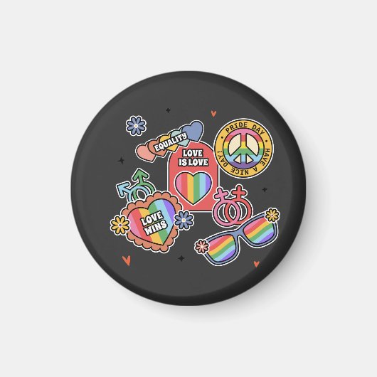 LGBT+プライド。愛は愛、平等、プライド日。 マグネット (正面)