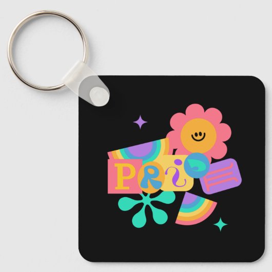LGBT+プライド。虹の愛。ひまわり大好き。 キーホルダー (正面)