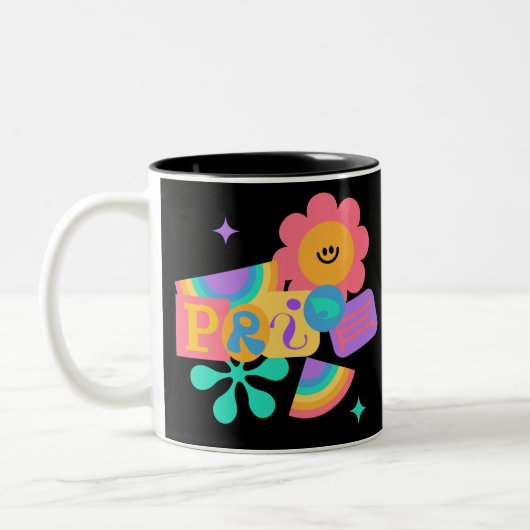 LGBT+プライド。虹の愛。ひまわり大好き。 ツートーンマグカップ (左)