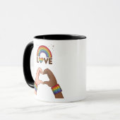 LGBT+プライド。虹を愛する。ハート。 マグカップ (正面左)