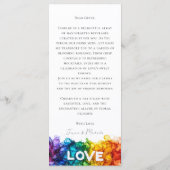🌈 LGBT + ラブリーなテキスト Painted With Love ウェディング メニュー (裏面)