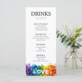 🌈 LGBT + ラブリーなテキスト Painted With Love ウェディング メニュー (スタンド正面)