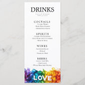 🌈 LGBT + ラブリーなテキスト Painted With Love ウェディング メニュー (正面)
