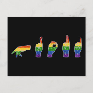 LGBT レインボーグリッター ASL プライド ポストカード