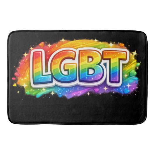 LGBT レインボータイポグラフィ バスマット (正面)