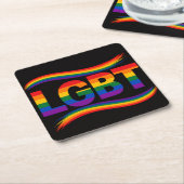 LGBT レインボープライド スクエアペーパーコースター (アングル)