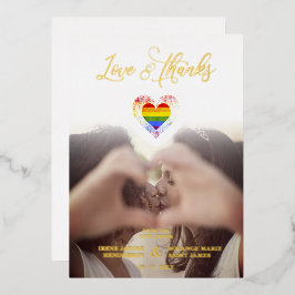 LGBT レインボープライド ハートフォト Chic Love & Thanks 箔招待状