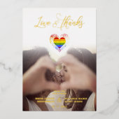 LGBT レインボープライド ハートフォト Chic Love & Thanks 箔招待状 (正面)