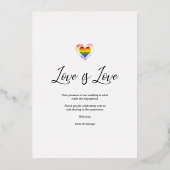 LGBT レインボープライド ハートフォト Chic Love & Thanks 箔招待状 (裏面)