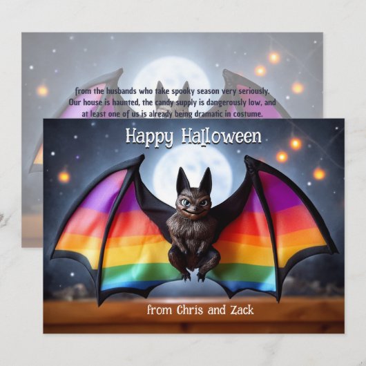 🎃🌈LGBT レインボームーンバット 招待状 (正面/裏面)