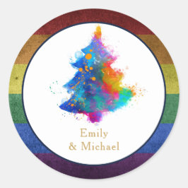 LGBT レインボー クリスマス ツリー イベント オーダーメイド ラウンドシール