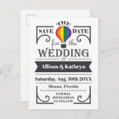 LGBT レインボー 結婚式のカード  ホットエアバルーンと共に インビテーションポストカード (正面/裏面)