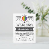LGBT レインボー 結婚式のカード  ホットエアバルーンと共に インビテーションポストカード (スタンド正面)