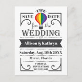 LGBT レインボー 結婚式のカード  ホットエアバルーン付き インビテーションポストカード (正面)