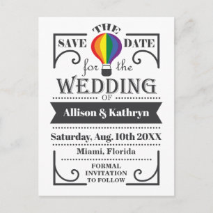 LGBT レインボー 結婚式のカード 気球付き インビテーションポストカード