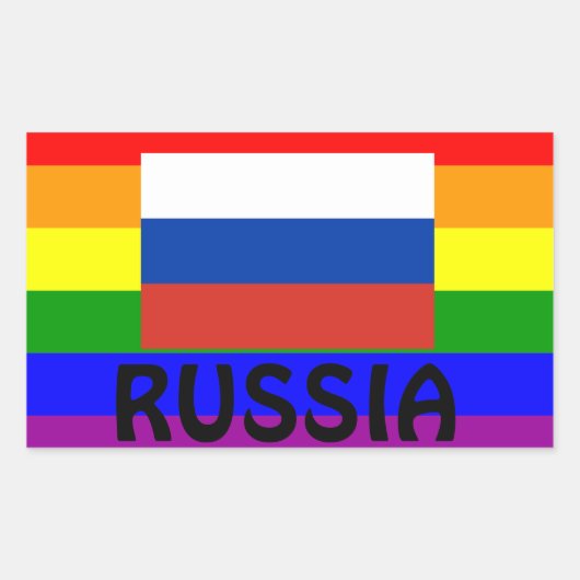 LGBT*ロシアのゲイプライド国旗のステッカーРоссии гей- 長方形シール (正面)
